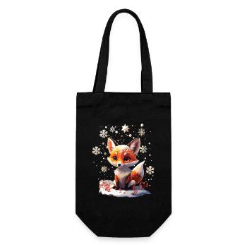 Süßer niedlicher Fuchs im Winter Geschenk - Geschenkbeutel für Flaschen - Schwarz - Vorne