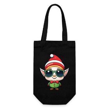 Elf Christmas Drawing - Gift Bag for Bottles - black - Front