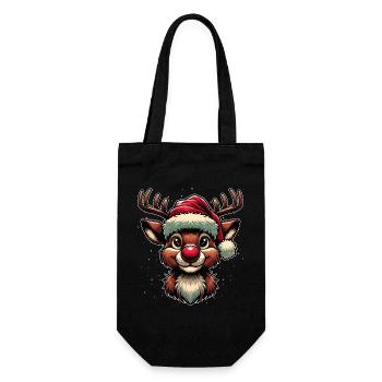 Festive Rudolf the Reindeer Christmas Motif - Gift Bag for Bottles - black - Front