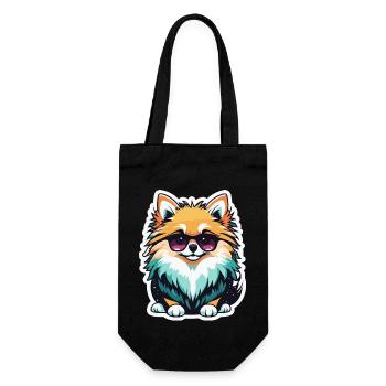 Zwergspitz Weihnachten Illustration - Geschenkbeutel für Flaschen - Schwarz - Vorne