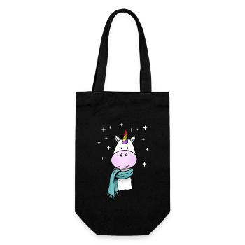 Licorne mignonne avec arc-en-ciel et écharpe d’hiver - Sac à bouteille - noir - Devant