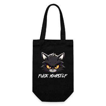 Schwarze Katze Fuck YourSelf - Geschenkbeutel für Flaschen - Schwarz - Vorne