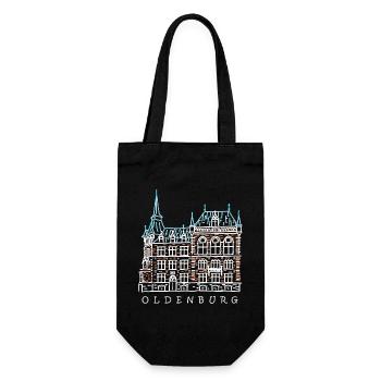 Oldenburg, Altstadt, Deutschland Zeichnung - Geschenkbeutel für Flaschen - Schwarz - Vorne