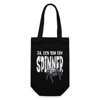 Lustiges Spinnen Halter Geschenk witziger Spruch - Geschenkbeutel für Flaschen - Schwarz - Vorne
