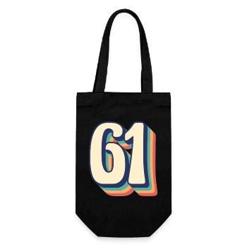 Vintage Retro T-Shirt Nummer 61 Sixty One - Geschenkbeutel für Flaschen - Schwarz - Vorne