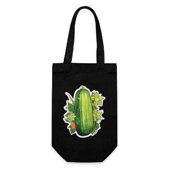 Gurke - Geschenkbeutel für Flaschen - Schwarz - Vorne