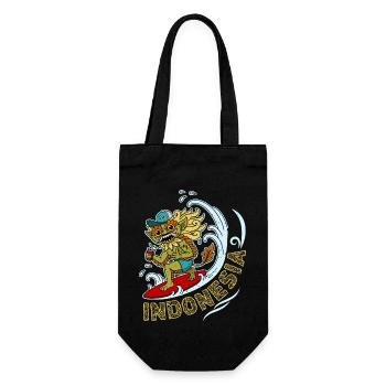 Indonesia Surfboard Summer Bali Barong Wave - Gift Bag for Bottles - black - Front