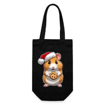 Hamster mit Keks , Süßer Hamster , Weihnachten - Geschenkbeutel für Flaschen - Schwarz - Vorne