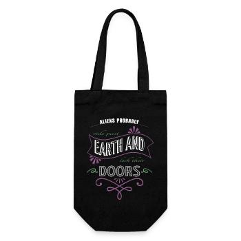funny quote cool alien spacecraft ancient egyptian - Gift Bag for Bottles - black - Front
