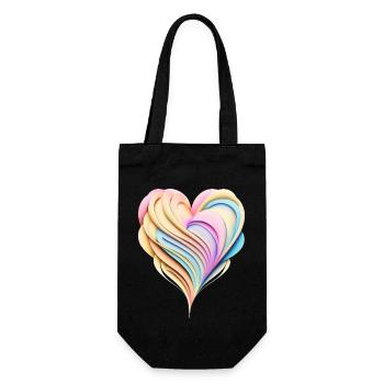 Coeur arc-en-ciel pastel en aspect 3D - Sac à bouteille - noir - Devant