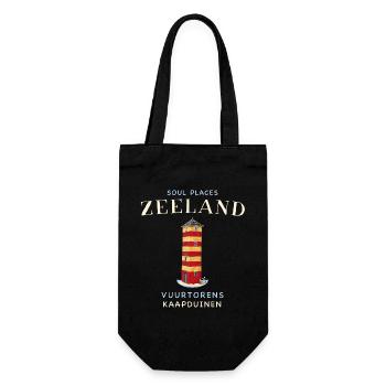 Zeeland Niederlande, Leuchtturm Kaapduin Zeichnung - Geschenkbeutel für Flaschen - Schwarz - Vorne