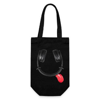 Smiling Headphones #lovely toons - Gift Bag for Bottles - black - Front