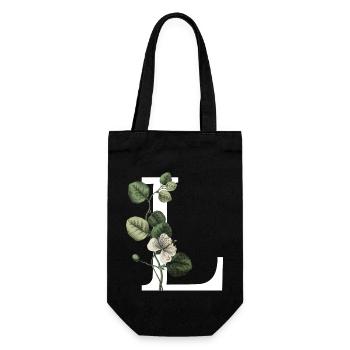 Green Botanical Letter L - Gift Bag for Bottles - black - Front