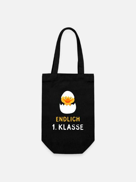 Küken Einschulung 1. Klasse Schule Schüler Kind - Geschenkbeutel für Flaschen - Schwarz