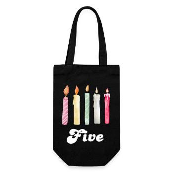 5e anniversaire bougie - Sac à bouteille - noir - Devant