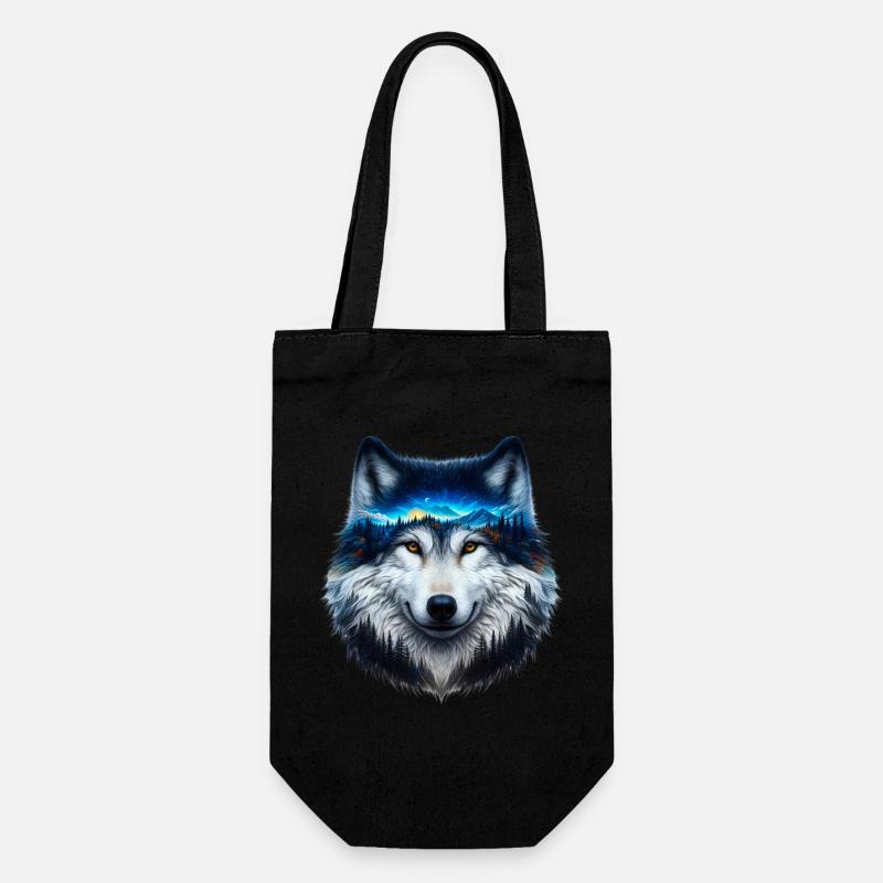 Wolf - Geschenkbeutel für Flaschen - Schwarz