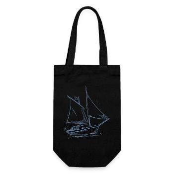 Segelboot Meer Silhouette minimalistisches Design - Geschenkbeutel für Flaschen - Schwarz - Vorne