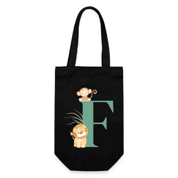 Letter f green jungle animals - Gift Bag for Bottles - black - Front