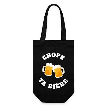 chope ta biere homme femme humour biere - Sac à bouteille - noir - Devant