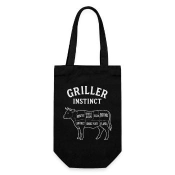 Griller Instinct – BBQ-Shirt für echte Grillfans - Geschenkbeutel für Flaschen - Schwarz - Vorne