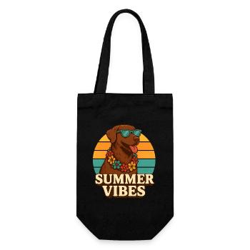 Lässiger Hund mit Sommerblumen und Sonnenbrille - Geschenkbeutel für Flaschen - Schwarz - Vorne