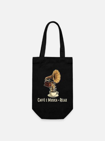 Caffè e Musica = Relax - Geschenkbeutel für Flaschen - Schwarz