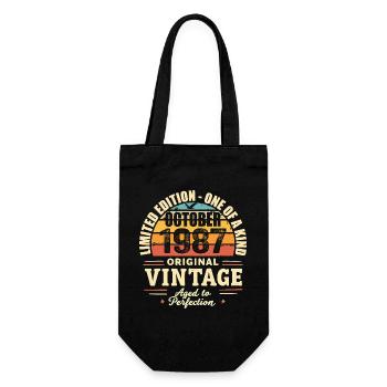 Retro October 1987 - birthday october 1987 - Gift Bag for Bottles - black - Front
