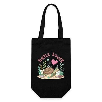 Pastel Flowered Turtle in Love - Gift Bag for Bottles - black - Front