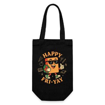 Happy Friday, Yay, Friday, Lover, Friyay - Gift Bag for Bottles - black - Front