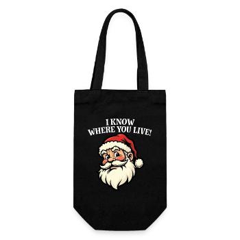 Je sais où tu habites - Père Noël - Sac à bouteille - noir - Devant
