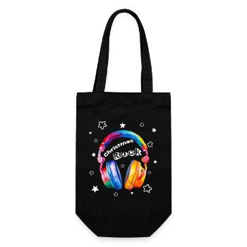 Christmas Rock Kopfhörer Weihnachten cool - Geschenkbeutel für Flaschen - Schwarz - Vorne