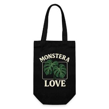 Monstera Love - Geschenkbeutel für Flaschen - Schwarz - Vorne