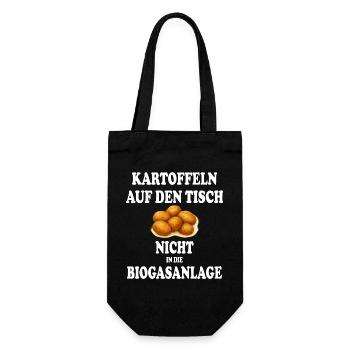 Kartoffeln auf den Tisch nicht in die Biogasanlage - Geschenkbeutel für Flaschen - Schwarz - Vorne
