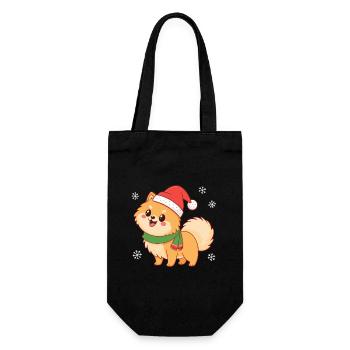 Weihnachtsfestlicher Welpe mit Schal - Geschenkbeutel für Flaschen - Schwarz - Vorne