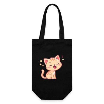 Sleeping Kitten and Pastel Stars - Gift Bag for Bottles - black - Front
