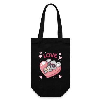 Koalaherz und süße Liebe - Geschenkbeutel für Flaschen - Schwarz - Vorne