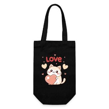Adored Heart Cat and Pastel Love - Gift Bag for Bottles - black - Front