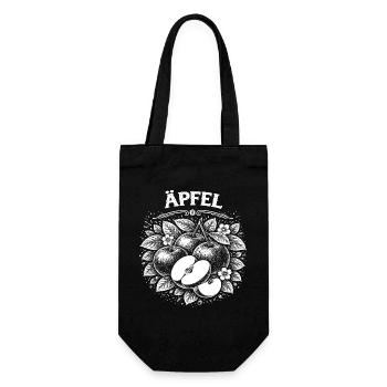 Gravure sur bois de pomme : Estampe botanique - Sac à bouteille - noir - Devant