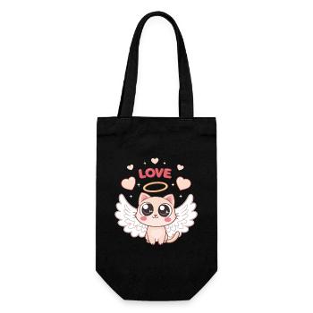 Chat Angélique ailé et cœur - Sac à bouteille - noir - Devant