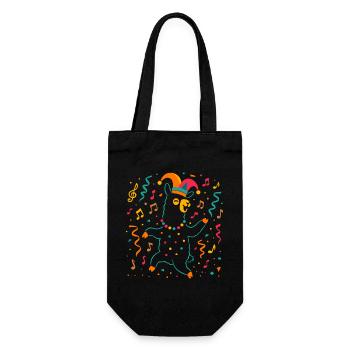 Dancing Carnival Alpaca with Jester's Cap - Gift Bag for Bottles - black - Front