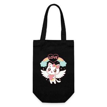 Rainbow Love Winged Cat - Gift Bag for Bottles - black - Front
