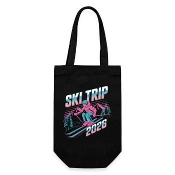SkiTrip 2026 Retro Neon - Geschenkbeutel für Flaschen - Schwarz - Vorne