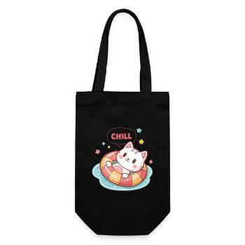 Chill-Katze in Pastell-Boje - Geschenkbeutel für Flaschen - Schwarz - Vorne