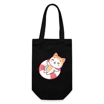 Kawaii-Katze in Sommerboje - Geschenkbeutel für Flaschen - Schwarz - Vorne