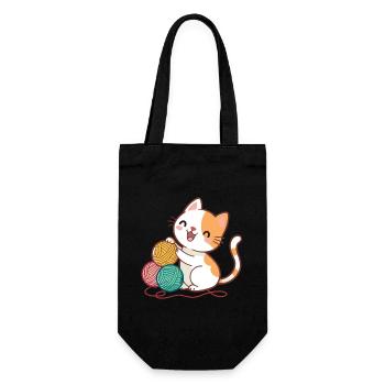 Chaton et Pelotes Colorées - Sac à bouteille - noir - Devant