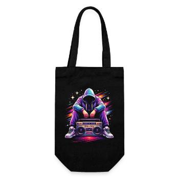 Retro 80s Boombox Illustration - Gift Bag for Bottles - black - Front