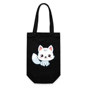 Kawaii White Pastel Fox - Gift Bag for Bottles - black - Front