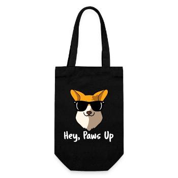 Hey Paws Up Pembroke walisischer Corgi-Hund Design - Geschenkbeutel für Flaschen - Schwarz - Vorne