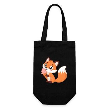 Renard mignon et glace - Gift Bag for Bottles - black - Front