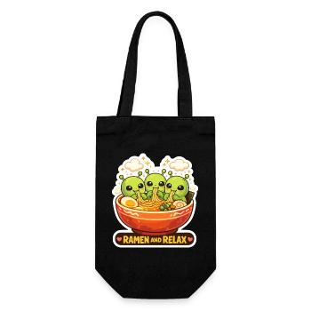 Ramen und Relax Aliens - Geschenkbeutel für Flaschen - Schwarz - Vorne